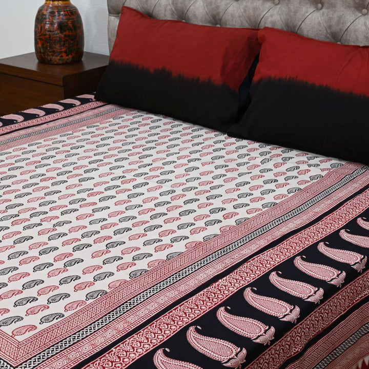 Bagh Print Glace Cotton Bedsheet with Pillow Covers
