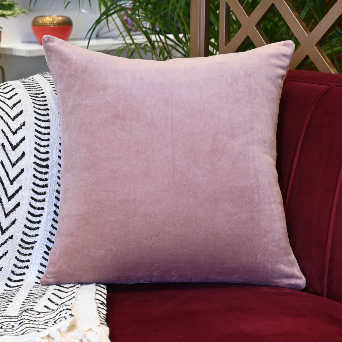 Pink velvet cushion cover sale