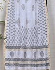 Black & White Block Print Maheshwari Cotton Silk Dupatta