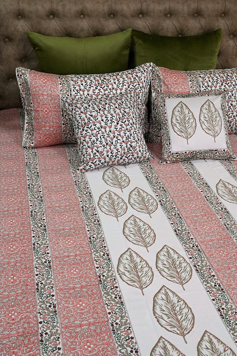 Sanganeri cotton double bedsheet with pillow cover
