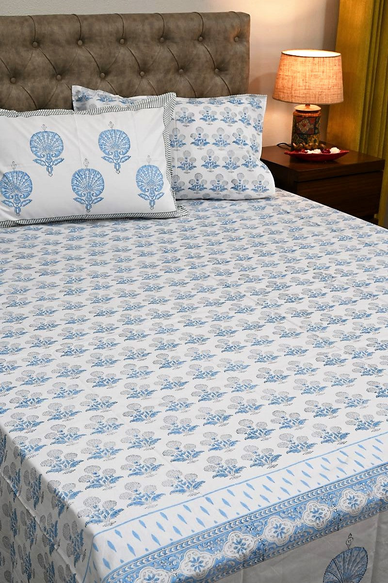 Blue-White-Percale-Cotton-Sanganeri-Print-Bedsheet