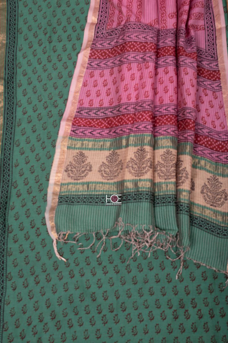 Green Magenta Blush / SiCo | Maheshwari Bagh | 2 Pcs Suit - Handcrafted Home decor and Lifestyle Products