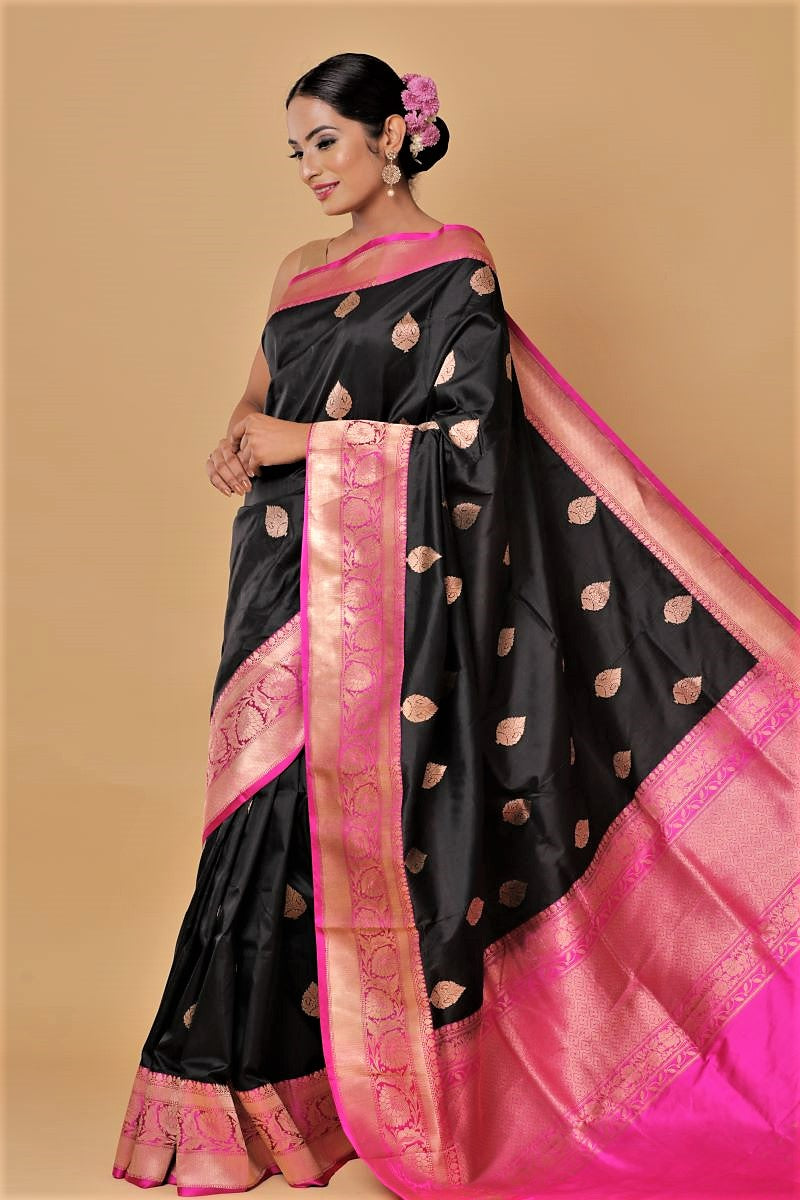 black-Katan-Silk-Banarasi-Saree