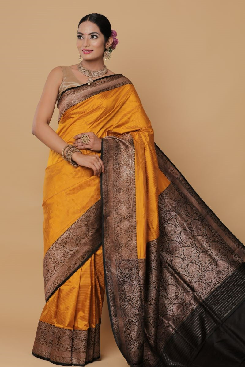 mustard-Banarasi-Silk-Handloom-Saree