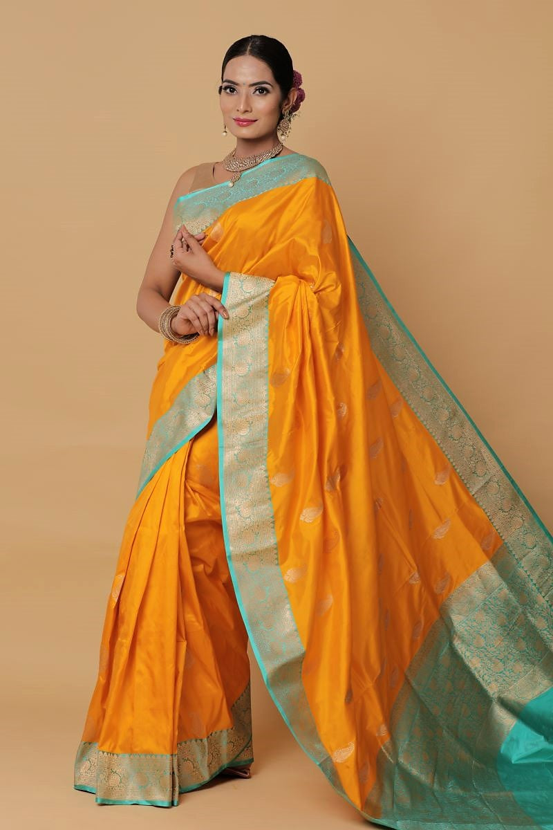yellow-Katan-Silk-Banarasi-Saree
