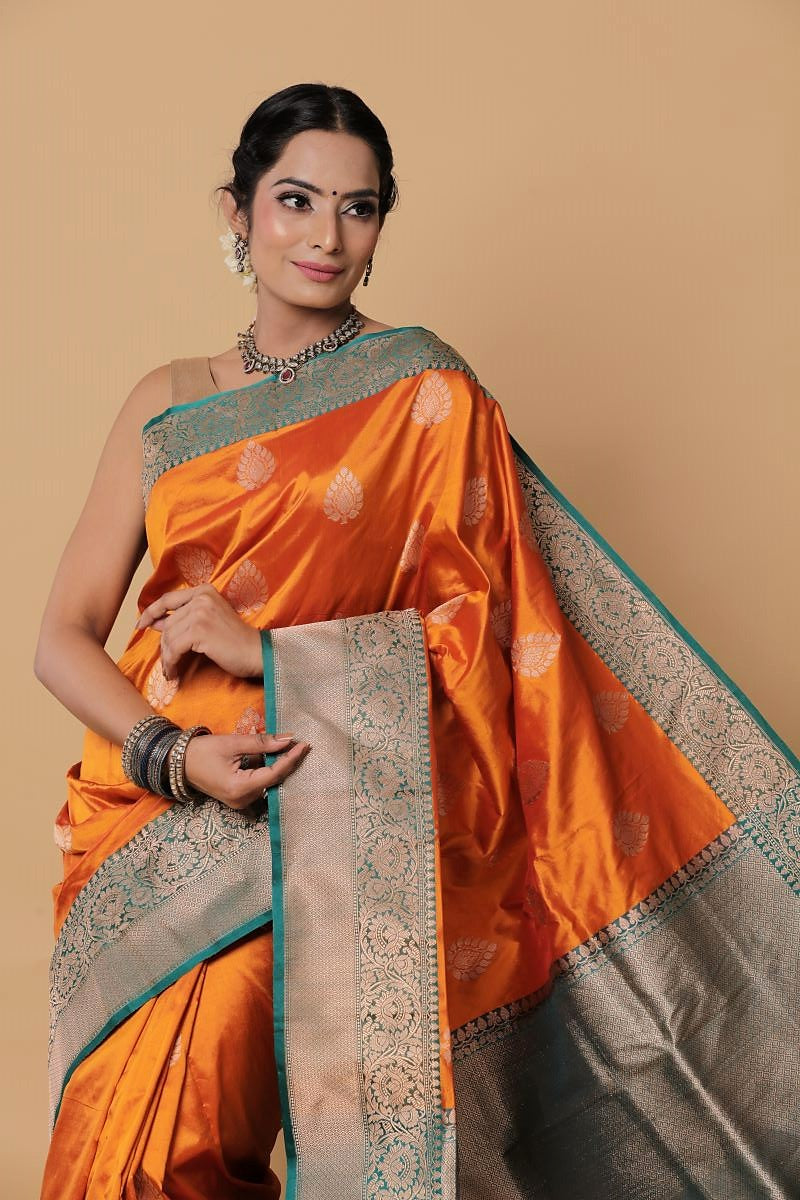 Buy Honey Yellow Woven Silk Kanjivaram Saree With Hot Pink Border KALKI  Fashion India