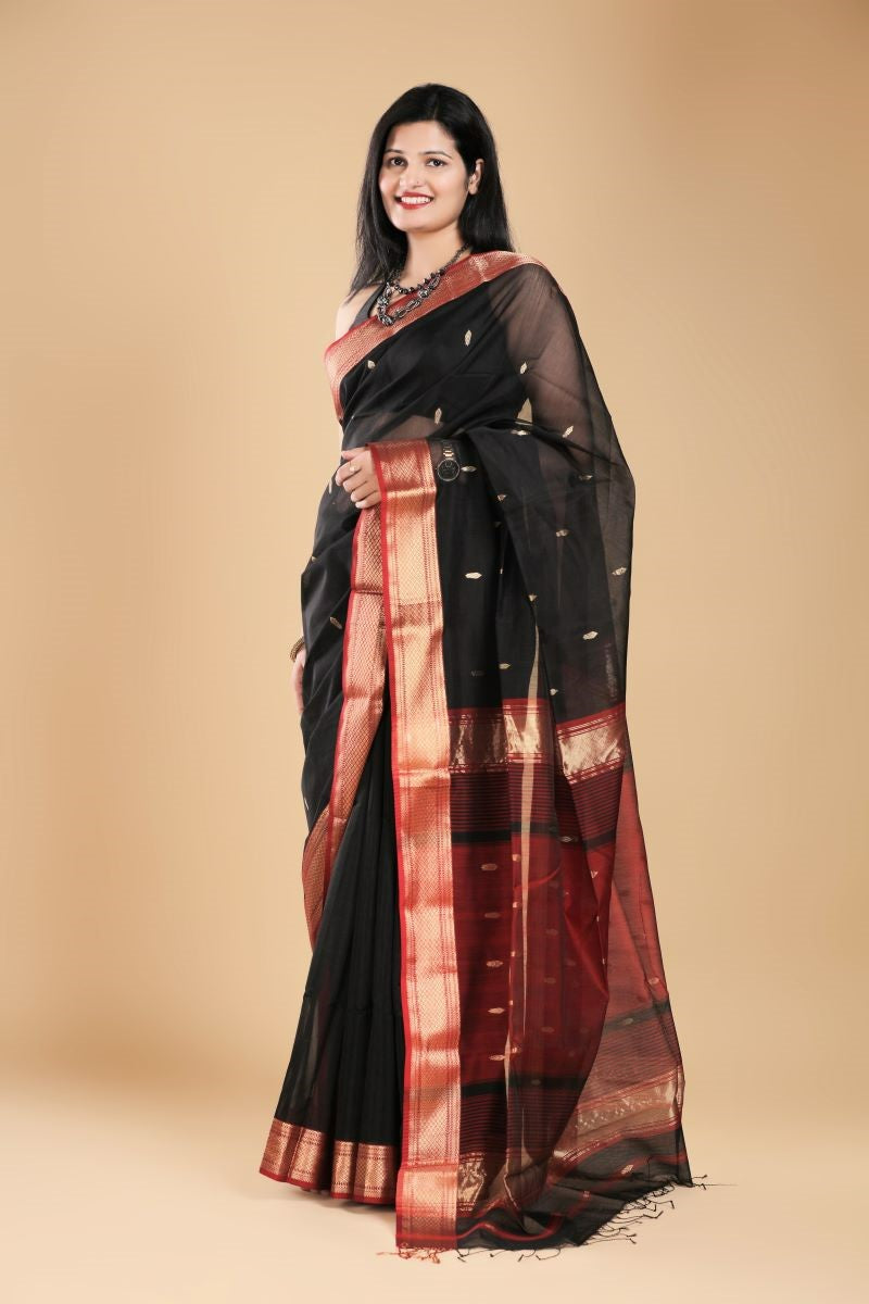 Maheshwari SiCo Saree | Maheshwar Madhya Pradesh Reversible Golden Zari Border Saree Maheshwari Silk Saree Maheshwari Saree