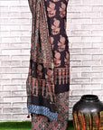 Black Corsage Unstitched Cotton Chanderi Ajrakh Print Suit