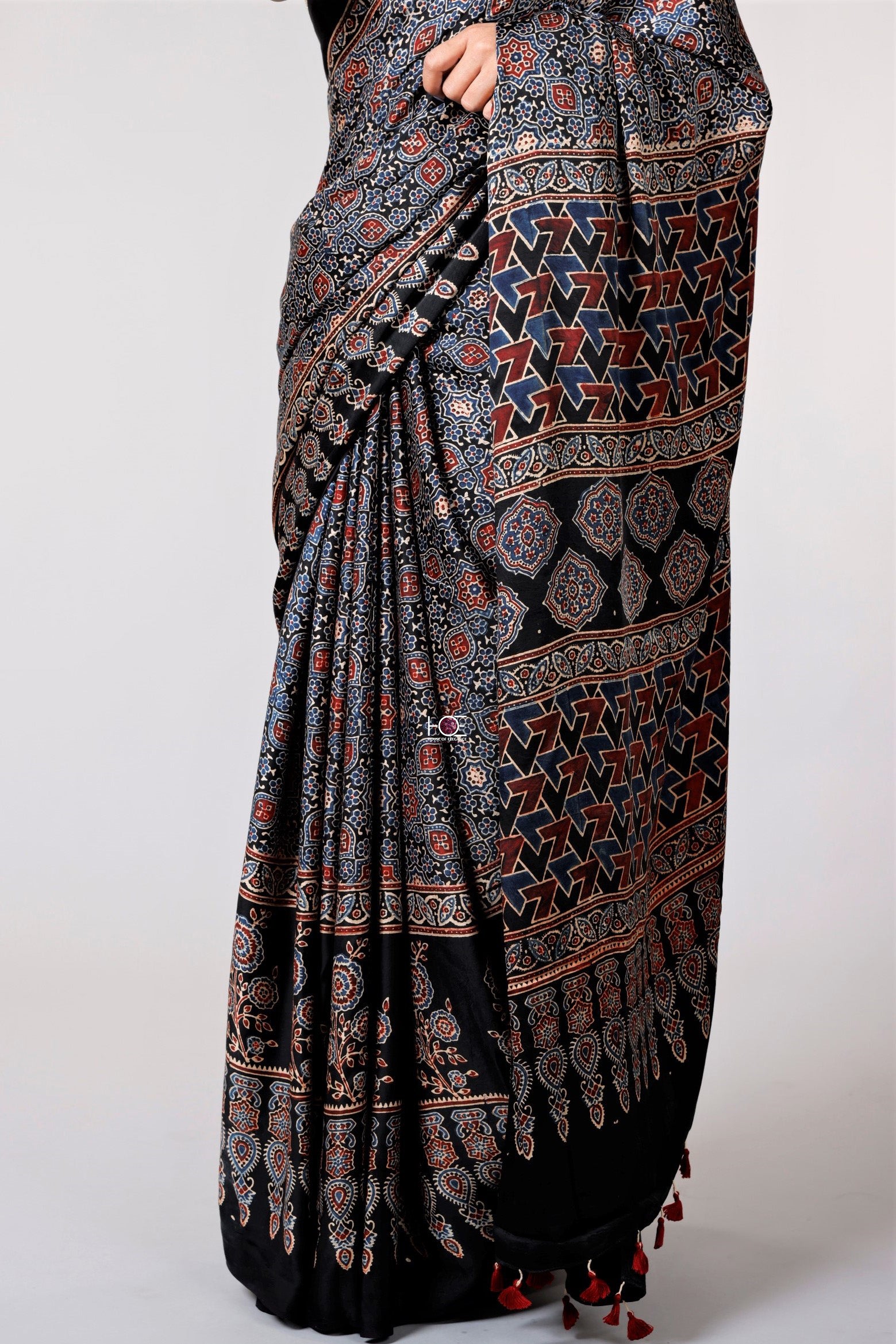 Black-Ajrakh-Print-saree