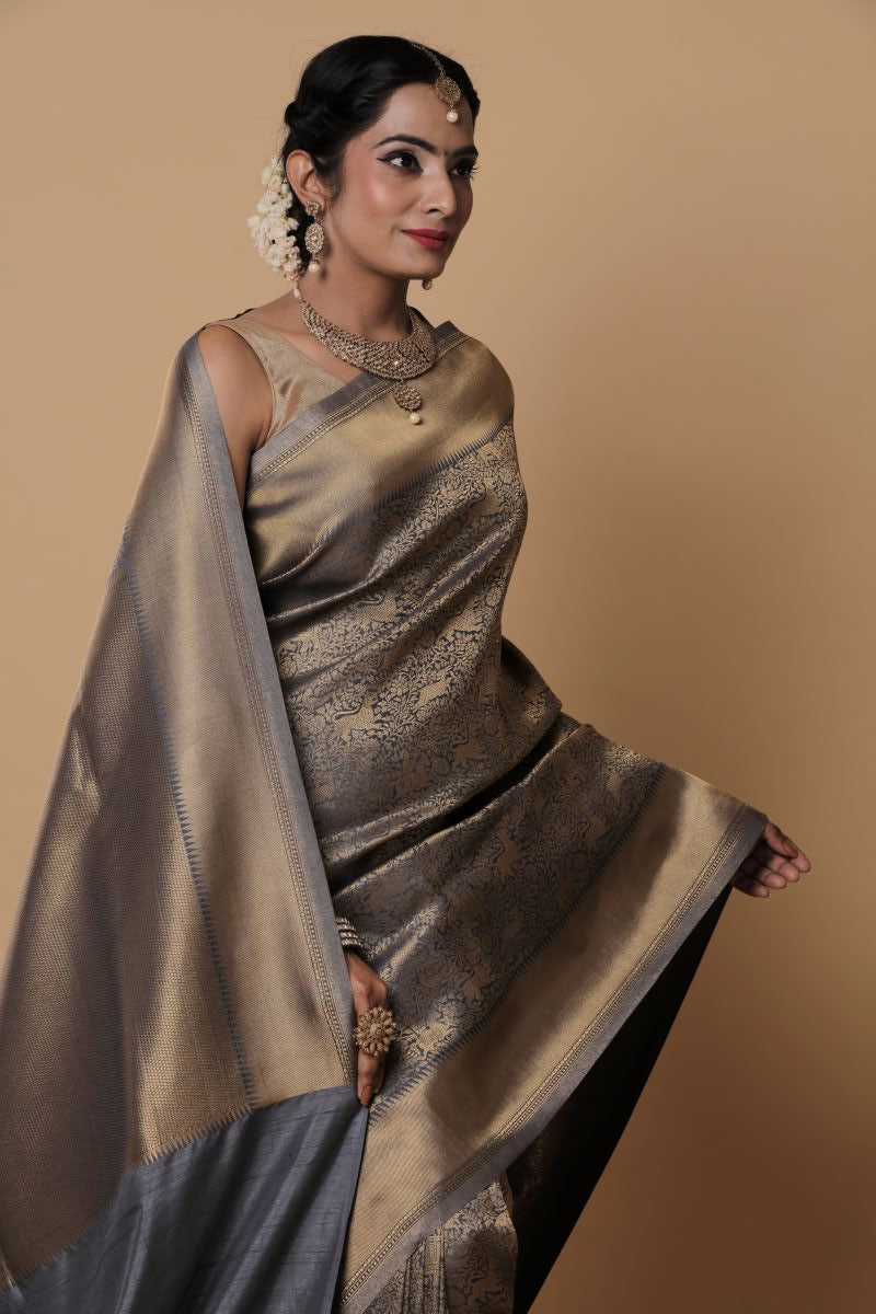 Grey-zari-border-muga-silk-saree