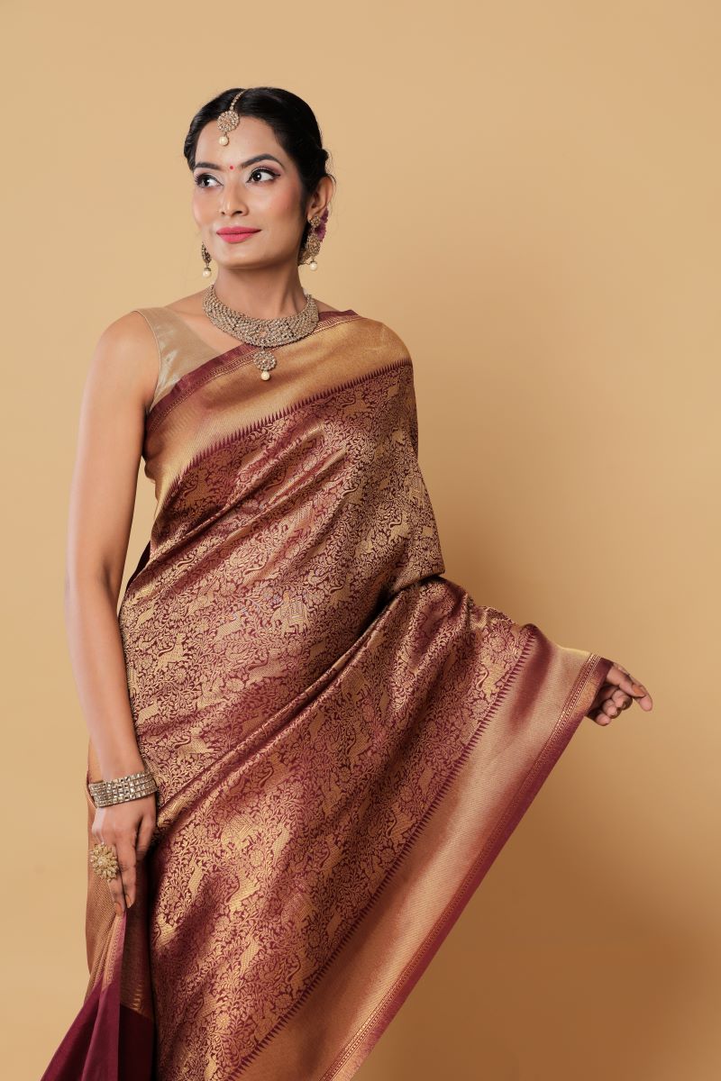 Golden-Wine-Assam-Sualkuchi-Silk-Saree-muga-silk