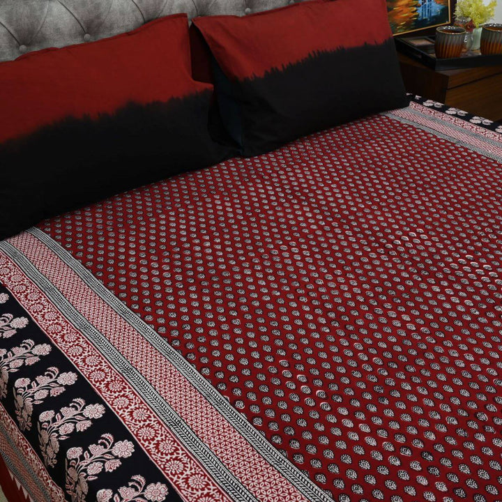Maroon Glace Cotton Bedsheet Set