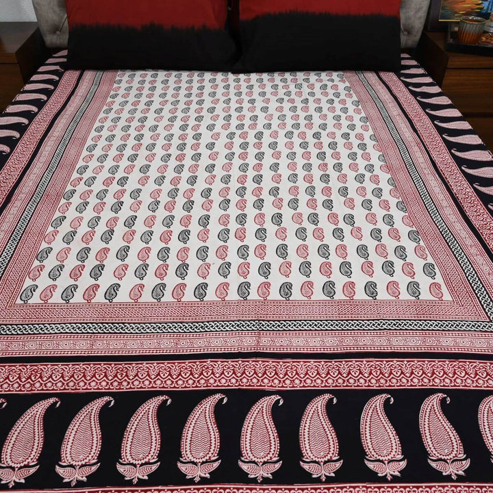 White Bagh Print Glace Cotton Bedsheet