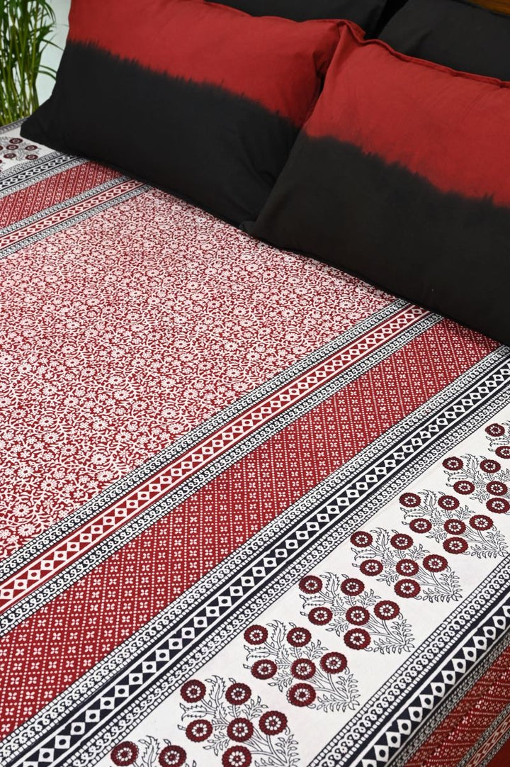 Red-White-Bagh-print-double-bedsheet-set-with-2-pillow-covers