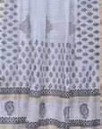 Black & White Block Print Maheshwari Cotton Silk Dupatta