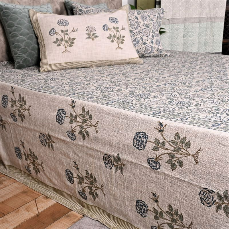 Blue-Green-Sanganeri-Print-Handloom-Bedcovers