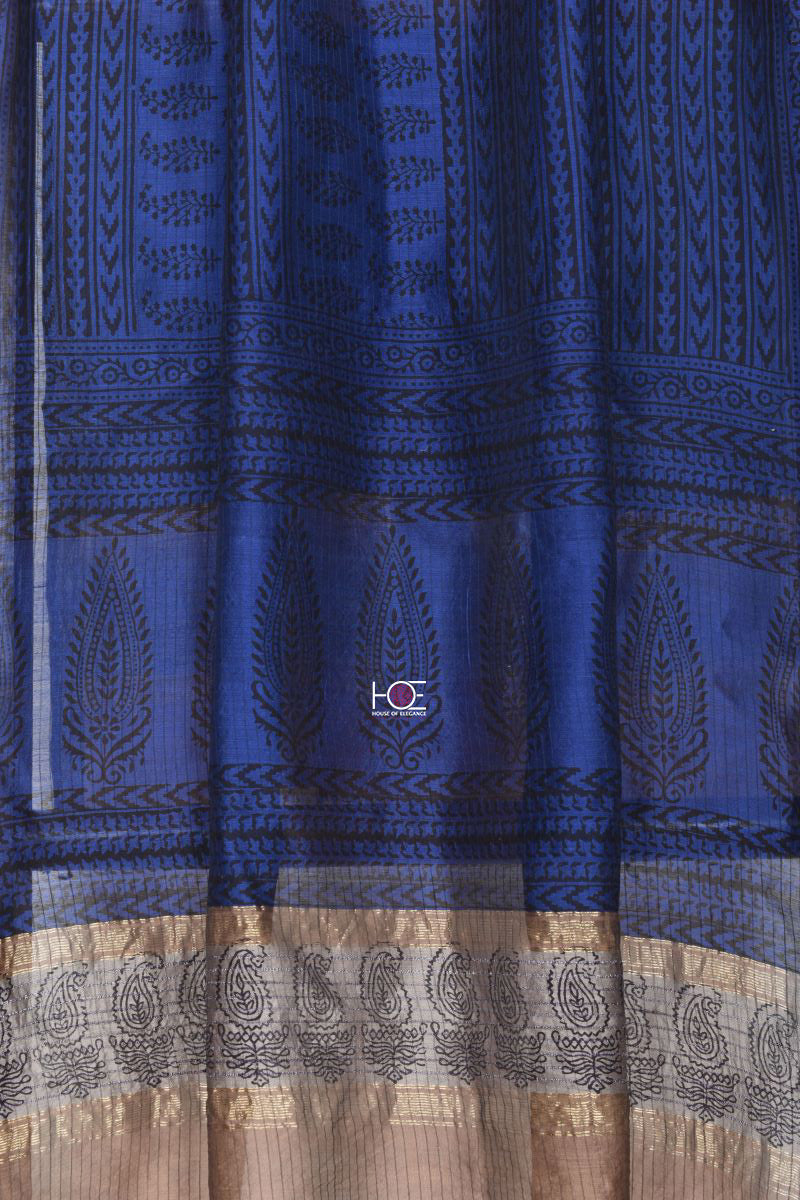 Black Accent on Blue / SiCo | Maheshwari Bagh | 2 Pcs Suit - Handcrafted Home decor and Lifestyle Products