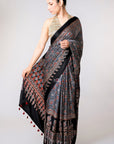 Black-Ajrakh-print-Saree