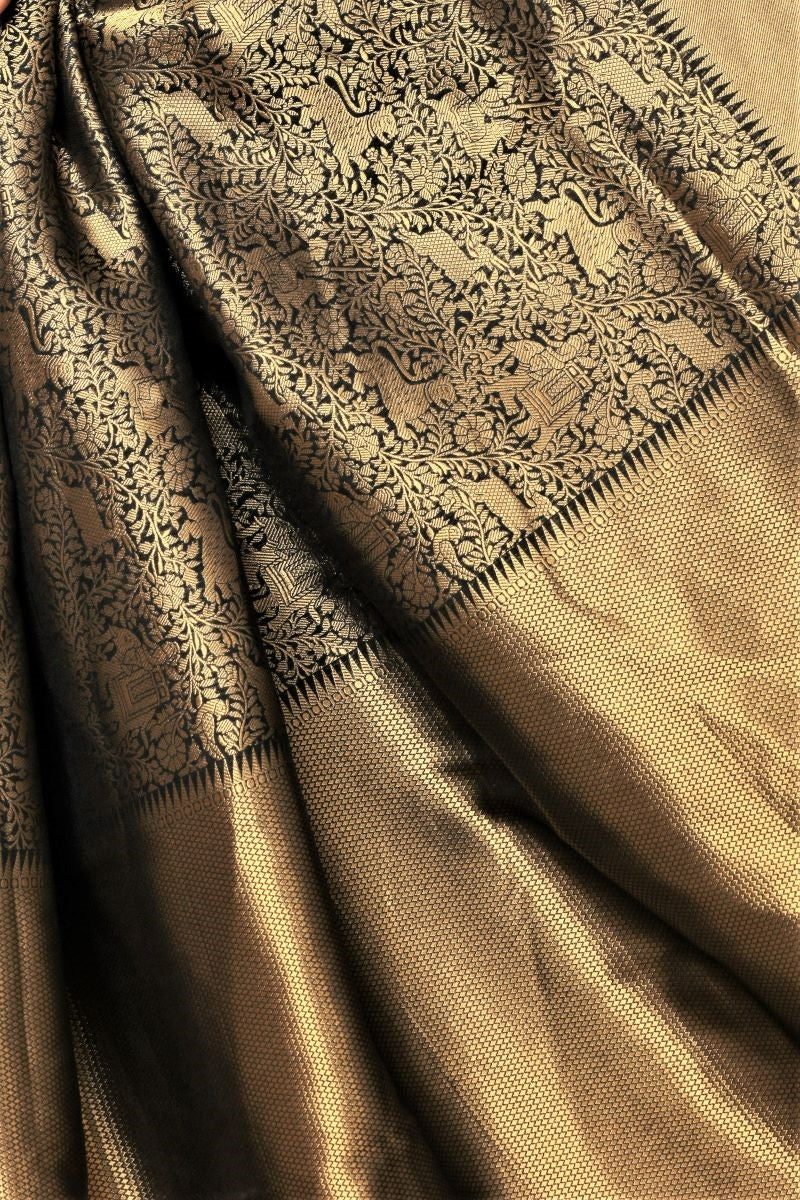 Suwalkuchi Buy Golden Black Sualkuchi Assam Silk Saree - House Of Elegance – House ...