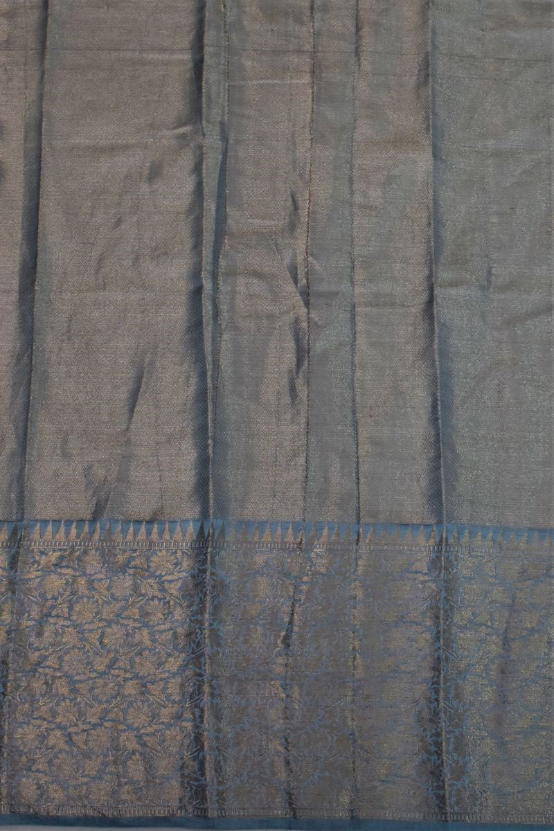 Blue Grey Shine Banarasi Chiniya Silk Saree