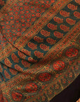 Green Ajrakh Silk Saree