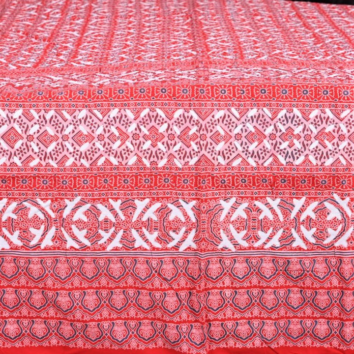 Red Spire Ajrakh Applique Bed Cover