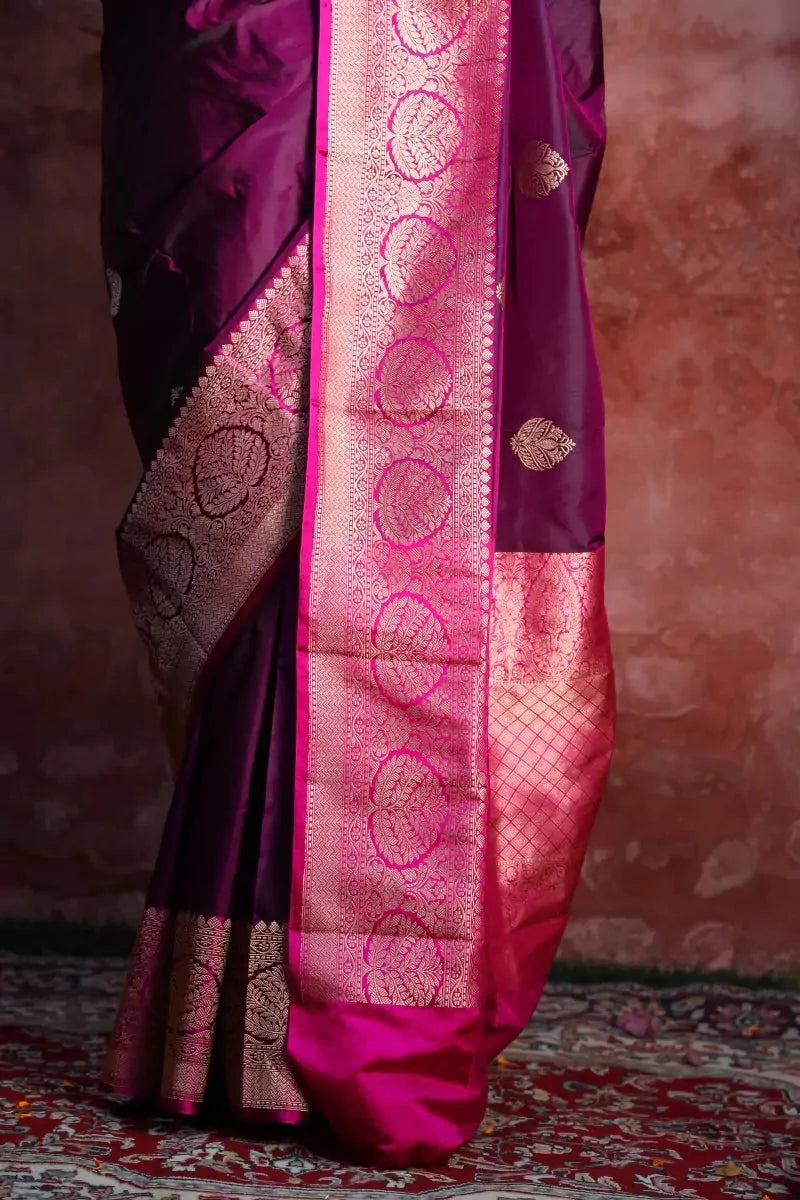 Purple Kadhwa Banarasi Katan Silk Saree