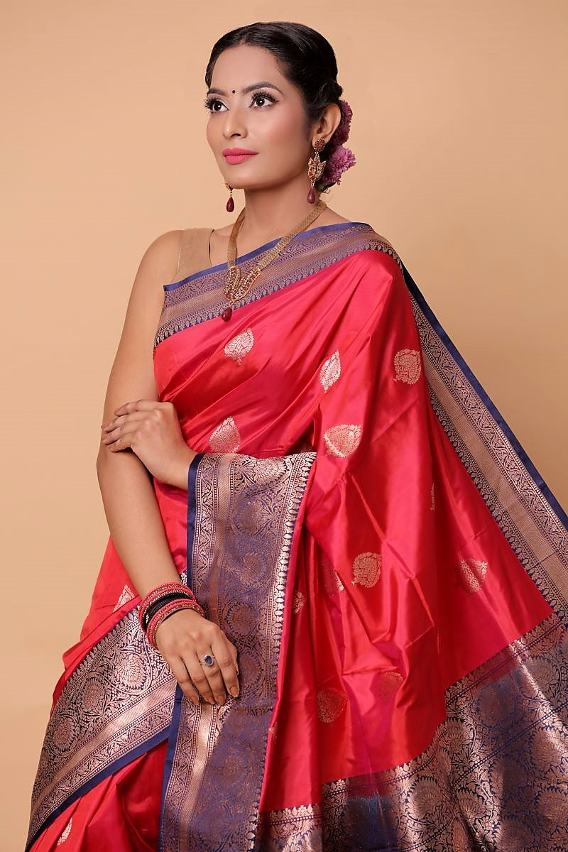 Magenta-Katan-Silk-Banarasi-Saree