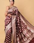 maroon-Katan-silk-Banarasi-Saree