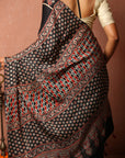 Black Ajrakh Modal Silk Saree