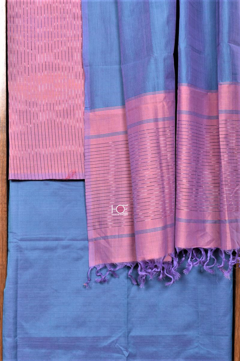 Duo Shade Lavender Blue / SiCo | Ikat weaves | 3 Pcs Suit - Handcrafted Home decor and Lifestyle Products