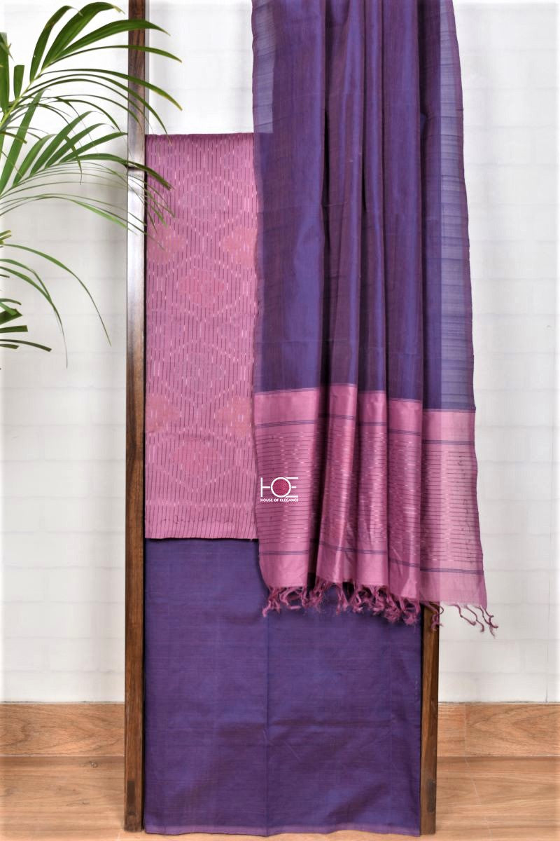 Duo Shade Pink Purple / SiCo | Ikat weaves | 3 Pcs Suit - Handcrafted Home decor and Lifestyle Products