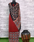 Maroon Flora Unstitched Modal Silk Ajrakh Print Suit