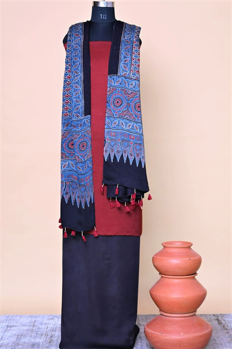 Modal-silk-ajrakh-print-dupatta