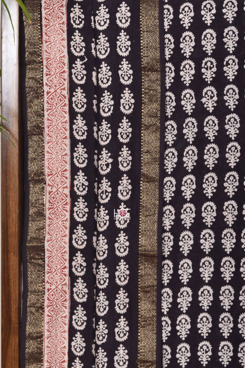 White Impression on Black / SiCo | Maheshwari Bagh | 3 Pcs Suit - Handcrafted Home decor and Lifestyle Products