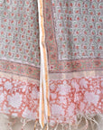 Floral Peach Grey / Modal Silk | Sanganeri | 3 Pcs Suit - Handcrafted Home decor and Lifestyle Products