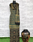 Green Kamal Pital Unstitched Modal Silk Ajrakh Print Suit