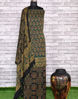 Green Kamal Pital Unstitched Modal Silk Ajrakh Print Suit