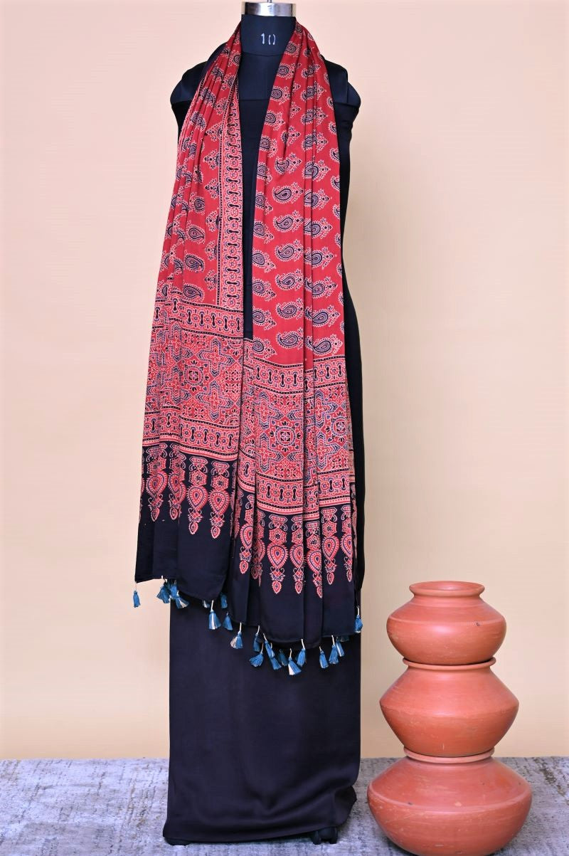 Red Modal ilk Ajrakh Dupatta