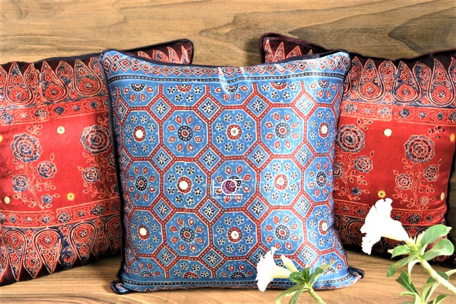 Ajrakh-Print-Silk-Cushion-Covers