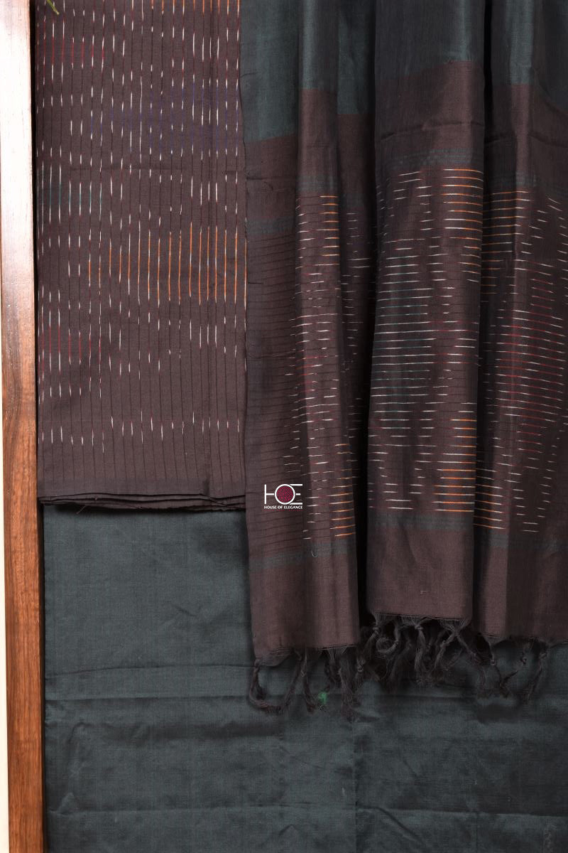 Duo Shade Black Green / SiCo | Ikat weaves | 3 Pcs Suit - Handcrafted Home decor and Lifestyle Products