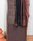 Black Eyrie Stripes / Cotton & Chanderi | Ajrakh | 3 Pcs Suit - Handcrafted Home decor and Lifestyle Products