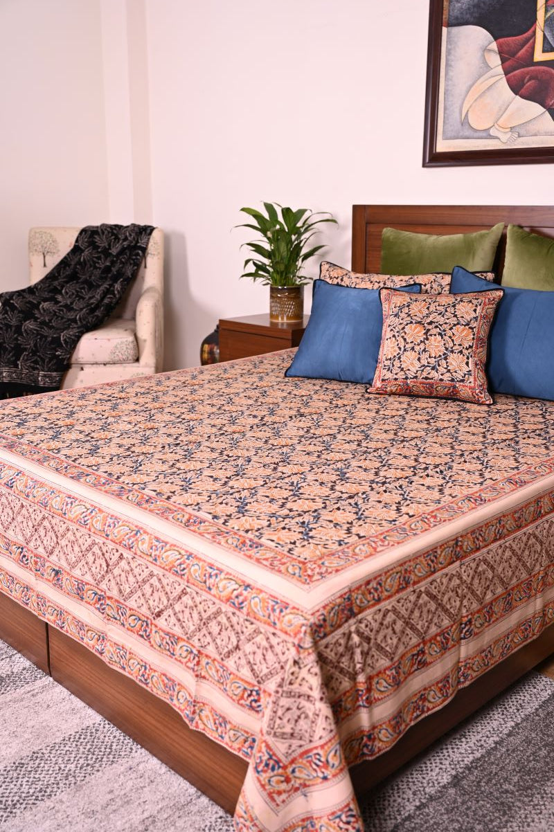 Hand-Block-Printed-Bedsheet-Kalamkari-bedsheet