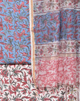 Floral Carolina White / Modal Silk | Sanganeri | 3 Pcs Suit - Handcrafted Home decor and Lifestyle Products