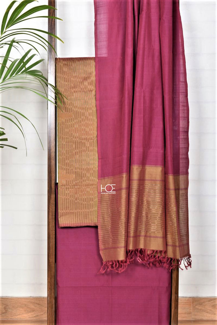 Duo Shade Honey Pink / SiCo | Ikat weaves | 3 Pcs Suit - Handcrafted Home decor and Lifestyle Products