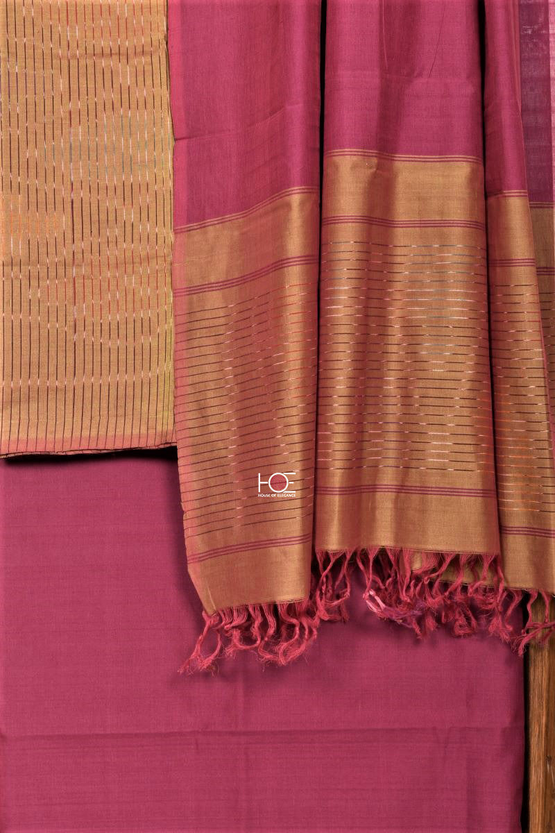 Duo Shade Honey Pink / SiCo | Ikat weaves | 3 Pcs Suit - Handcrafted Home decor and Lifestyle Products