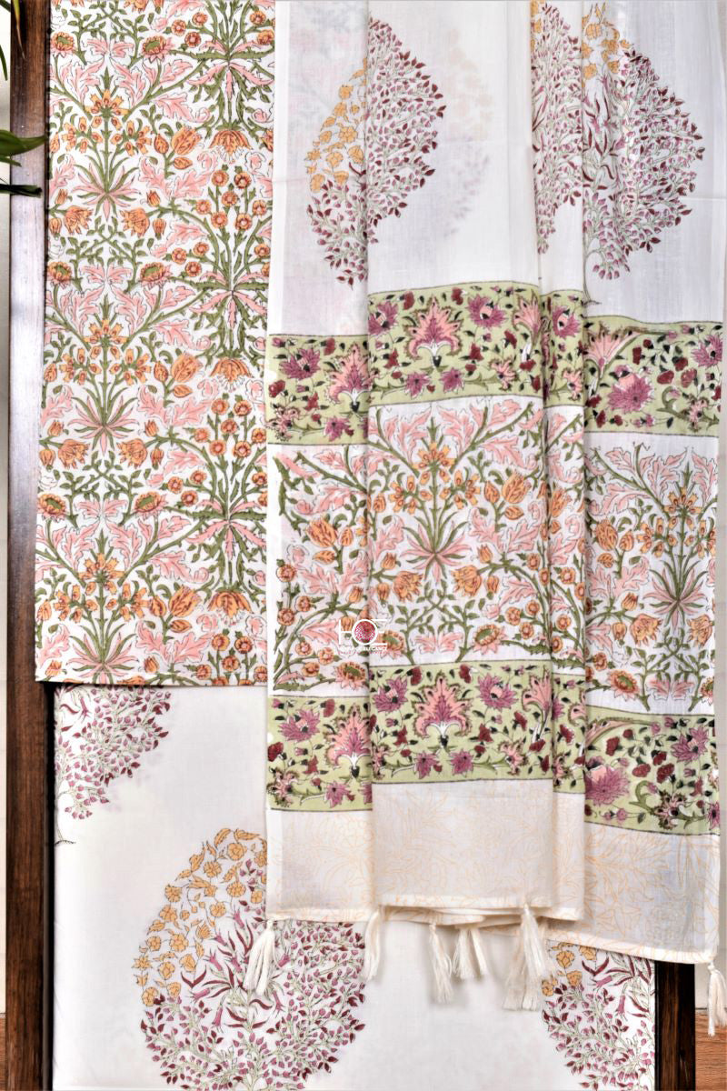 Floral Tree Impression / Cotton | Sanganeri | 3 Pcs Suit - Handcrafted Home decor and Lifestyle Products