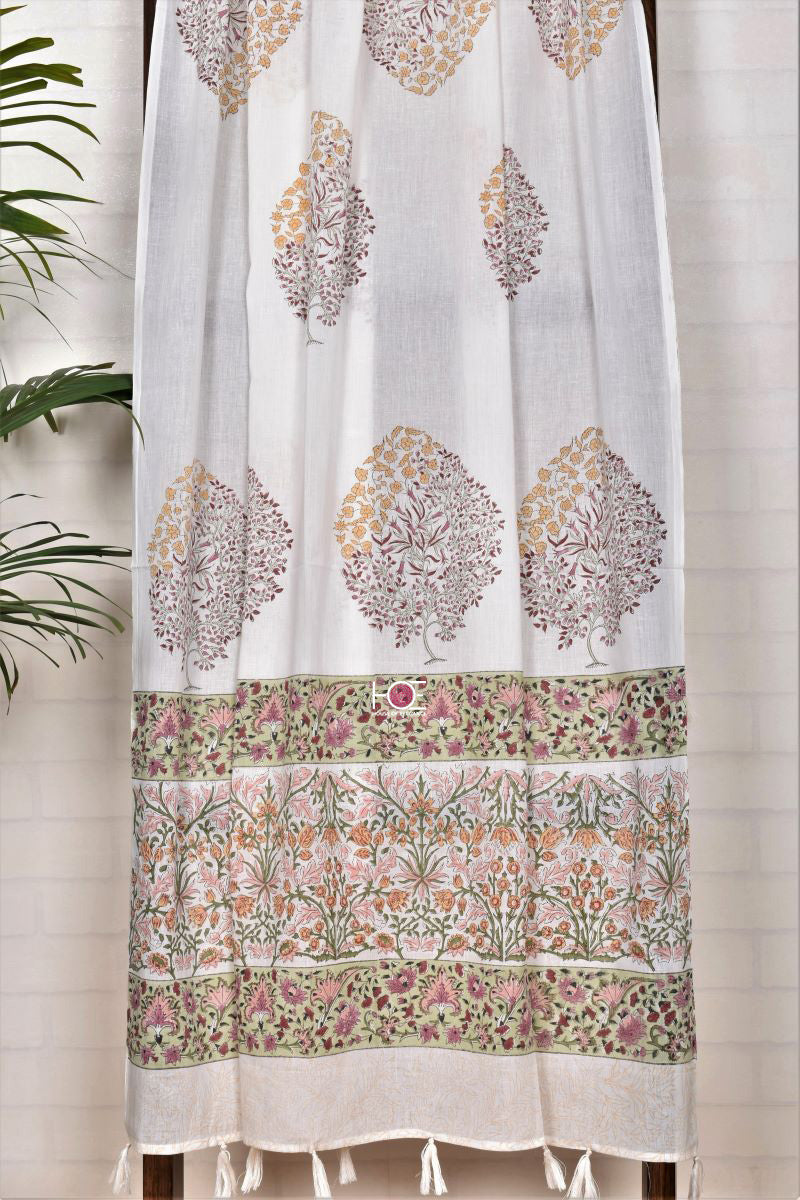 Floral Tree Impression / Cotton | Sanganeri | 3 Pcs Suit - Handcrafted Home decor and Lifestyle Products