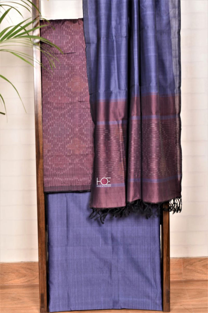 Duo Shade Purple Carolina / SiCo | Ikat weaves | 3 Pcs Suit - Handcrafted Home decor and Lifestyle Products