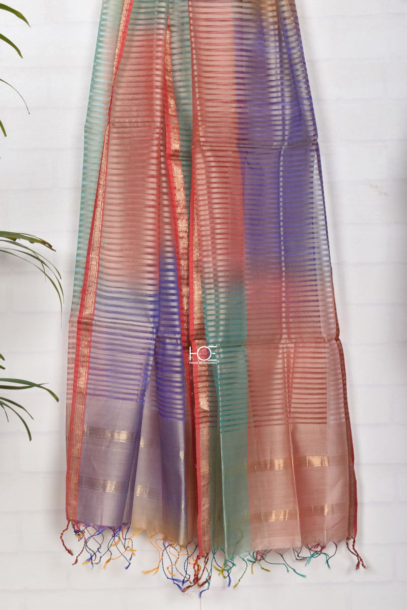 Multi Pastel Sheer / SiCo | Maheshwari Dupatta - Handcrafted Home decor and Lifestyle Products